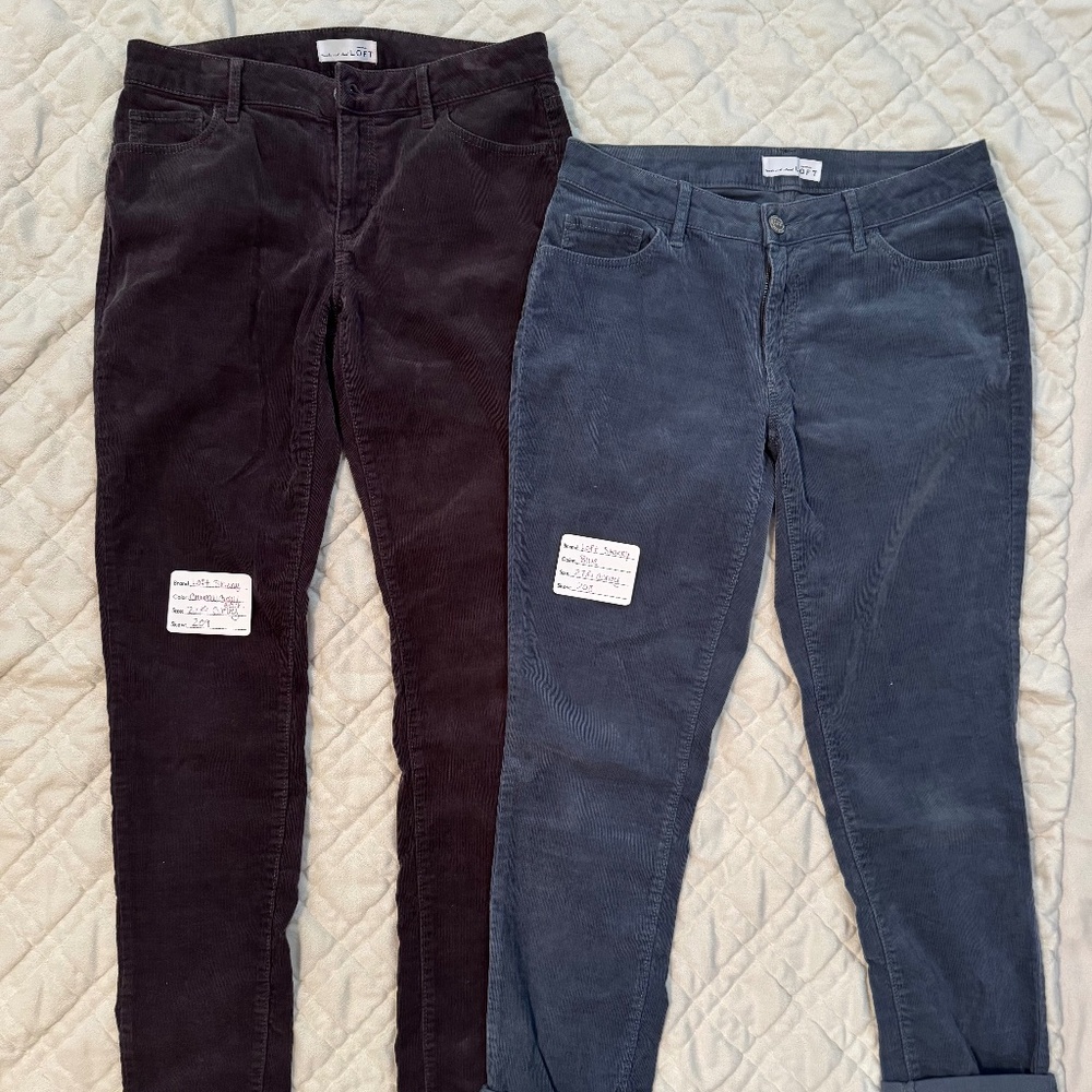 LOFT Curvy Skinny Corduroy Pants Bundle – Size 27/4